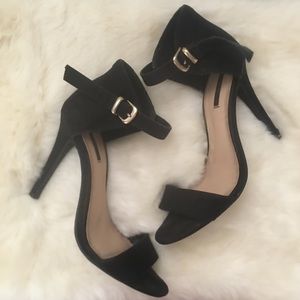 Black Ankle Strap Heel Sandals